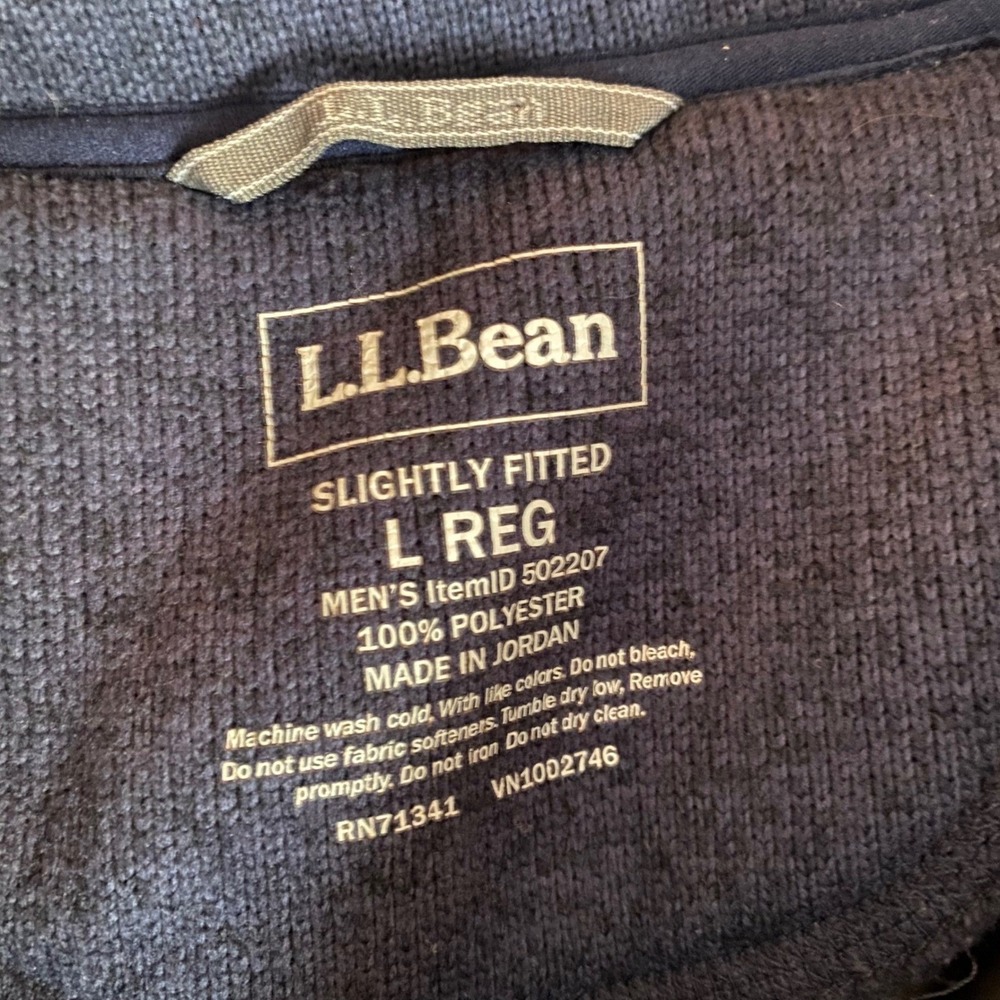 L.L. Bean Men's Sweater Fleece Full Zip Jacket Navy Blue Large Colby College - Picture 5 of 9